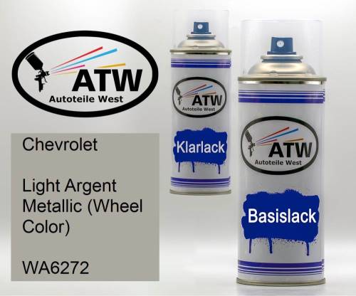 Chevrolet, Light Argent Metallic (Wheel Color), WA6272: 400ml Sprühdose + 400ml Klarlack - Set, von ATW Autoteile West.